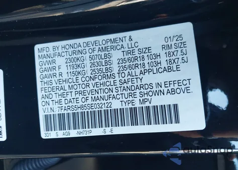 2025 Honda Cr-V Hybrid Sport-L из США, поврежденный, VIN 7FARS5H85SE032122